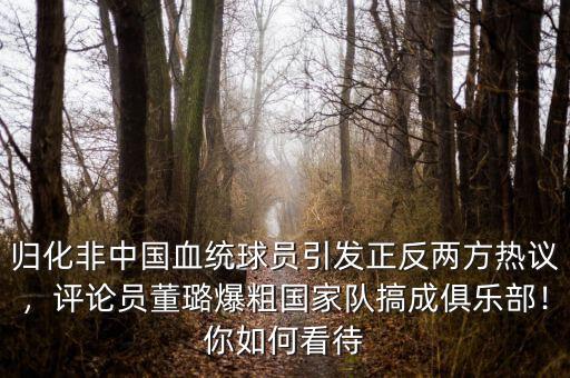 歸化非中國(guó)血統(tǒng)球員引發(fā)正反兩方熱議，評(píng)論員董璐爆粗國(guó)家隊(duì)搞成俱樂部！你如何看待