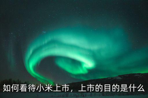 如何看待小米上市，上市的目的是什么