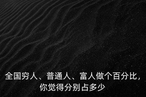 全國窮人、普通人、富人做個百分比，你覺得分別占多少