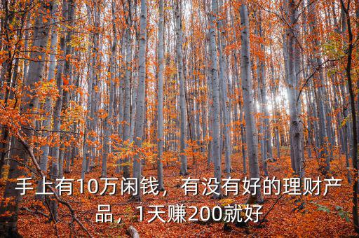 手上有10萬(wàn)閑錢(qián)，有沒(méi)有好的理財(cái)產(chǎn)品，1天賺200就好