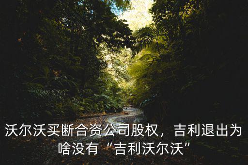沃爾沃買(mǎi)斷合資公司股權(quán)，吉利退出為啥沒(méi)有“吉利沃爾沃”