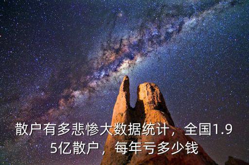 散戶有多悲慘大數(shù)據(jù)統(tǒng)計，全國1.95億散戶，每年虧多少錢