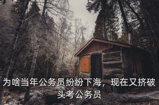為啥當年公務(wù)員紛紛下海，現(xiàn)在又擠破頭考公務(wù)員