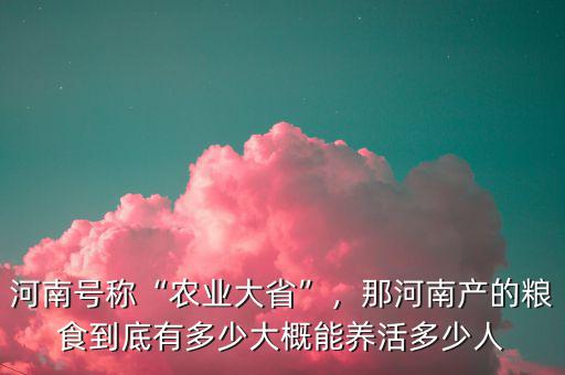 河南號稱“農(nóng)業(yè)大省”，那河南產(chǎn)的糧食到底有多少大概能養(yǎng)活多少人