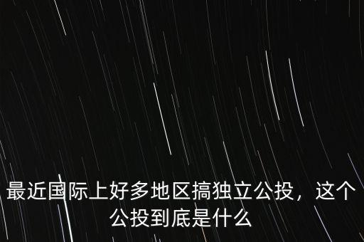 最近國(guó)際上好多地區(qū)搞獨(dú)立公投，這個(gè)公投到底是什么