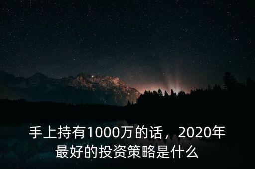手上持有1000萬的話，2020年最好的投資策略是什么