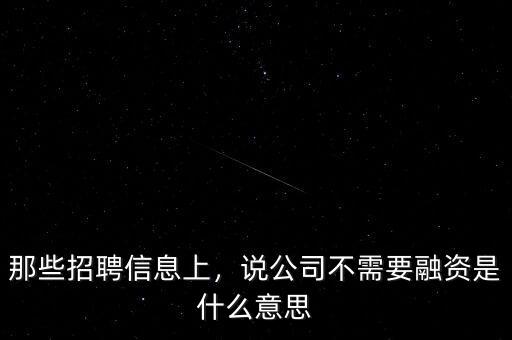 那些招聘信息上，說公司不需要融資是什么意思