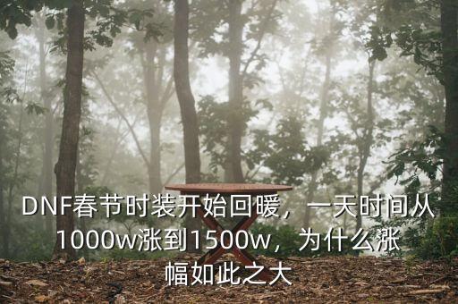 DNF春節(jié)時裝開始回暖，一天時間從1000w漲到1500w，為什么漲幅如此之大