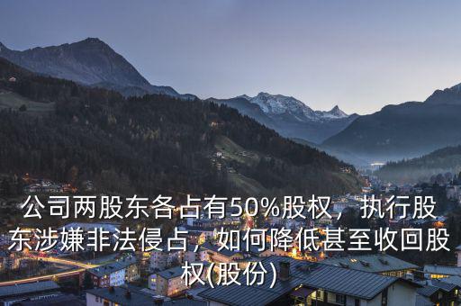 公司兩股東各占有50%股權(quán)，執(zhí)行股東涉嫌非法侵占，如何降低甚至收回股權(quán)(股份)