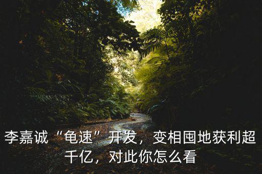 李嘉誠“龜速”開發(fā)，變相囤地獲利超千億，對此你怎么看