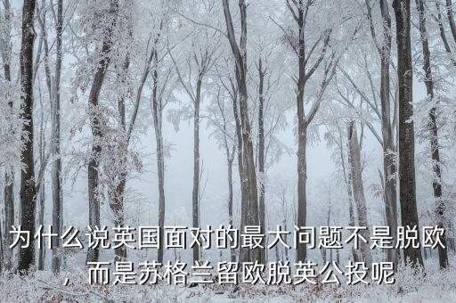 為什么說(shuō)英國(guó)面對(duì)的最大問(wèn)題不是脫歐，而是蘇格蘭留歐脫英公投呢