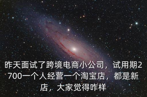 昨天面試了跨境電商小公司，試用期2700一個(gè)人經(jīng)營(yíng)一個(gè)淘寶店，都是新店，大家覺得咋樣
