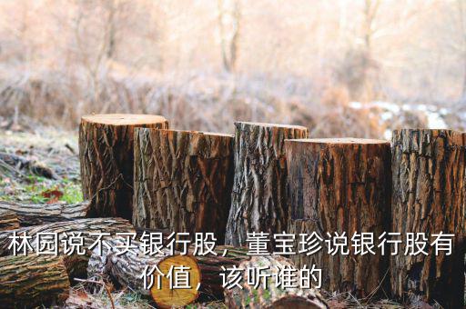 林園說不買銀行股，董寶珍說銀行股有價值，該聽誰的