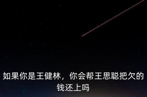 如果你是王健林，你會(huì)幫王思聰把欠的錢還上嗎