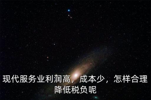 現(xiàn)代服務(wù)業(yè)利潤高，成本少，怎樣合理降低稅負呢