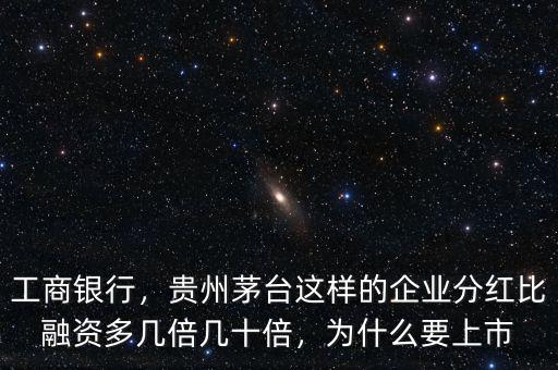 工商銀行，貴州茅臺(tái)這樣的企業(yè)分紅比融資多幾倍幾十倍，為什么要上市