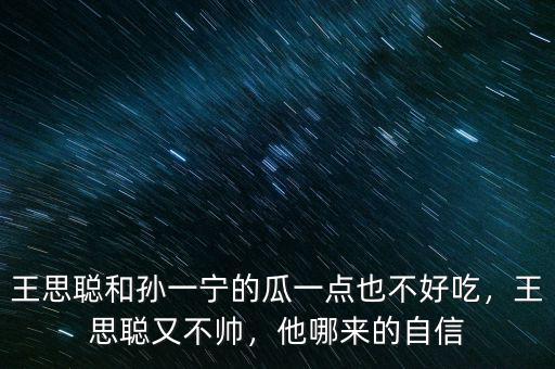 王思聰和孫一寧的瓜一點也不好吃，王思聰又不帥，他哪來的自信