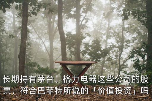 長期持有茅臺、格力電器這些公司的股票，符合巴菲特所說的「價值投資」嗎
