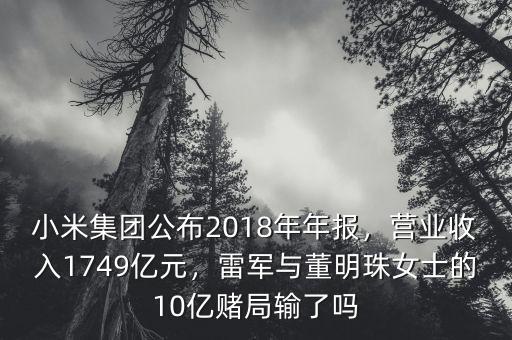 小米集團(tuán)公布2018年年報，營業(yè)收入1749億元，雷軍與董明珠女士的10億賭局輸了嗎