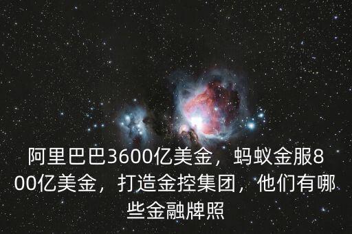 阿里巴巴3600億美金，螞蟻金服800億美金，打造金控集團，他們有哪些金融牌照