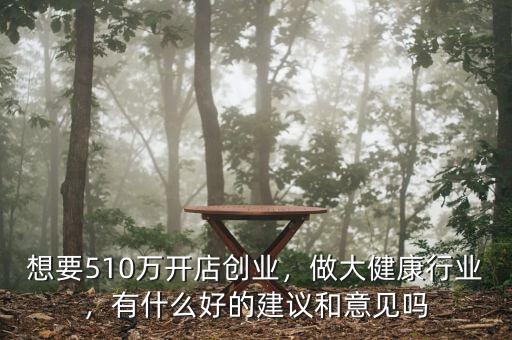 想要510萬開店創(chuàng)業(yè)，做大健康行業(yè)，有什么好的建議和意見嗎