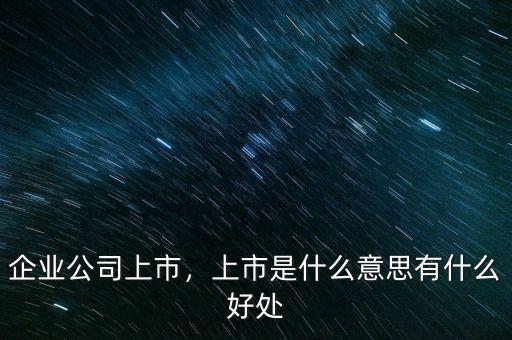 企業(yè)公司上市，上市是什么意思有什么好處