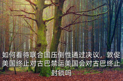 如何看待聯(lián)合國壓倒性通過決議，敦促美國終止對古巴禁運(yùn)美國會對古巴終止封鎖嗎
