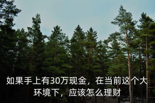 如果手上有30萬(wàn)現(xiàn)金，在當(dāng)前這個(gè)大環(huán)境下，應(yīng)該怎么理財(cái)