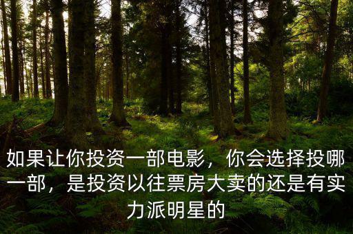 如果讓你投資一部電影，你會(huì)選擇投哪一部，是投資以往票房大賣的還是有實(shí)力派明星的