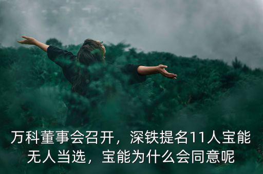 萬科董事會召開，深鐵提名11人寶能無人當選，寶能為什么會同意呢