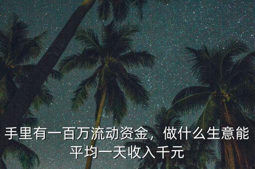 手里有一百萬流動資金，做什么生意能平均一天收入千元