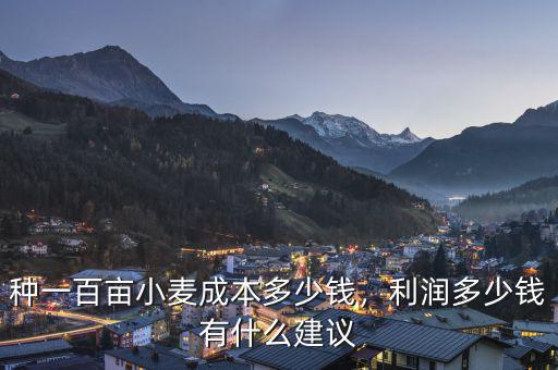種一百畝小麥成本多少錢，利潤多少錢有什么建議