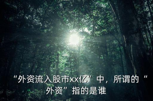 “外資流入股市xx億”中，所謂的“外資”指的是誰