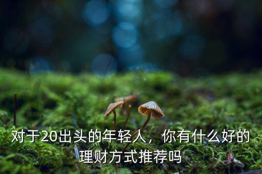 對于20出頭的年輕人，你有什么好的理財方式推薦嗎