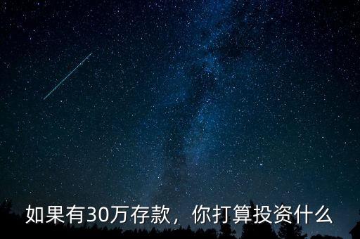 如果有30萬存款，你打算投資什么