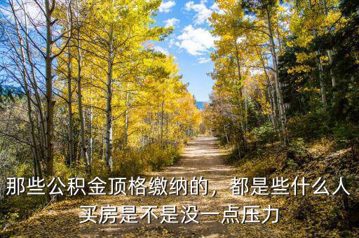那些公積金頂格繳納的，都是些什么人買房是不是沒一點壓力