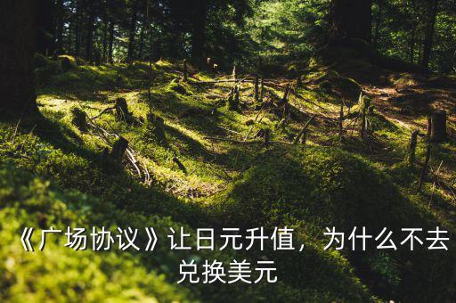 《廣場(chǎng)協(xié)議》讓日元升值，為什么不去兌換美元