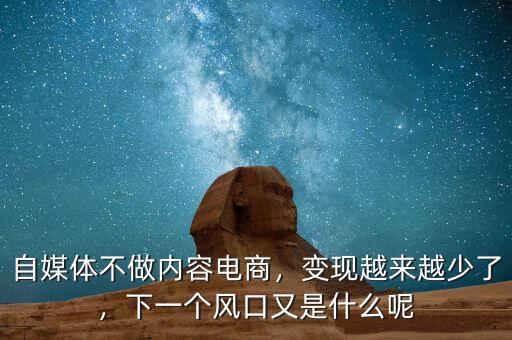 自媒體不做內(nèi)容電商，變現(xiàn)越來越少了，下一個風(fēng)口又是什么呢