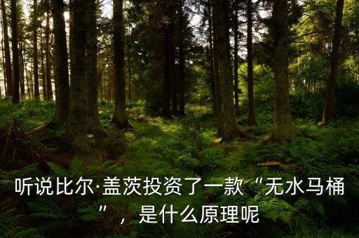聽說比爾·蓋茨投資了一款“無水馬桶”，是什么原理呢