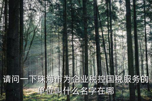 請(qǐng)問一下珠海市為企業(yè)稅控國稅服務(wù)的單位叫什么名字在哪