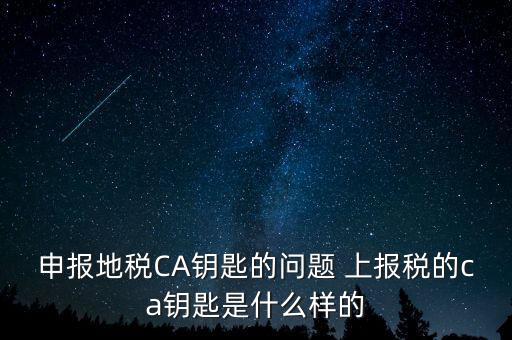 ca鑰匙是什么，申報(bào)地稅CA鑰匙的問(wèn)題 上報(bào)稅的ca鑰匙是什么樣的