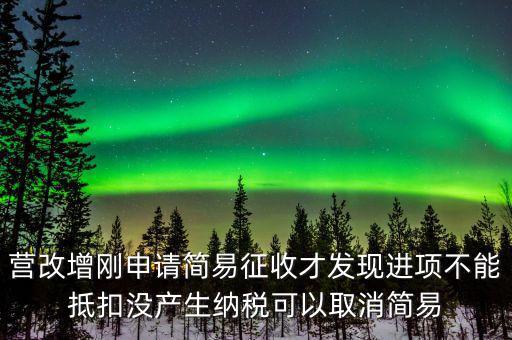 營改增剛申請簡易征收才發(fā)現(xiàn)進(jìn)項(xiàng)不能抵扣沒產(chǎn)生納稅可以取消簡易