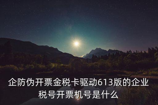 金稅盤(pán)企業(yè)稅號(hào)是什么，企防偽開(kāi)票金稅卡驅(qū)動(dòng)613版的企業(yè)稅號(hào)開(kāi)票機(jī)號(hào)是什么