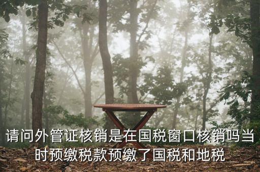 請(qǐng)問(wèn)外管證核銷(xiāo)是在國(guó)稅窗口核銷(xiāo)嗎當(dāng)時(shí)預(yù)繳稅款預(yù)繳了國(guó)稅和地稅