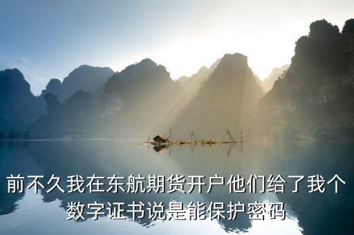 前不久我在東航期貨開(kāi)戶他們給了我個(gè)數(shù)字證書(shū)說(shuō)是能保護(hù)密碼