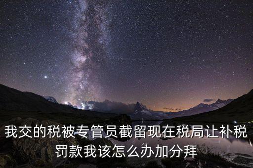 我交的稅被專(zhuān)管員截留現(xiàn)在稅局讓補(bǔ)稅罰款我該怎么辦加分拜