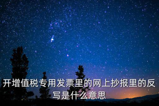 開增值稅專用發(fā)票里的網(wǎng)上抄報(bào)里的反寫是什么意思