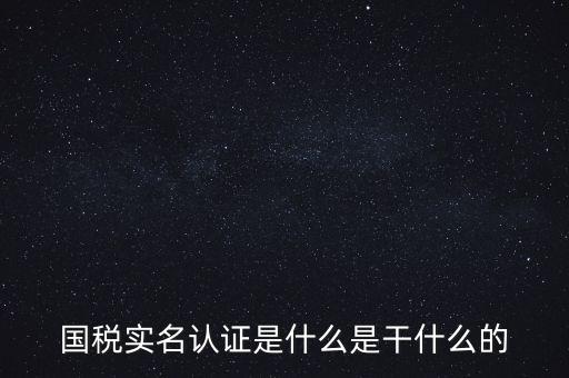 國稅實名制認(rèn)證要什么，國稅實名認(rèn)證是什么是干什么的