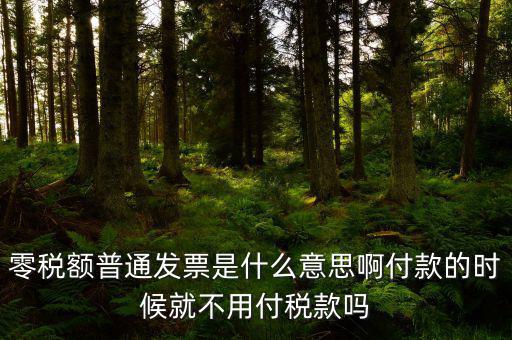 什么叫0稅率發(fā)票，零稅額普通發(fā)票是什么意思啊付款的時候就不用付稅款嗎