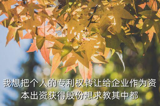 我想把個(gè)人的專利權(quán)轉(zhuǎn)讓給企業(yè)作為資本出資獲得股份想求教其中都